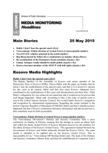 Headlines – 25.05.2015 - UNMIK Media Monitoring