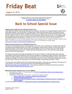 Back-to-school-issue - 2015 - Texas Department of State Health