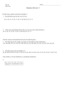Find the mean, median, and mode on problem 1: