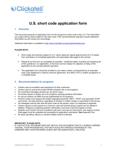 U.S short code application form