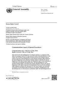 Communications report of Special Procedures in English, French