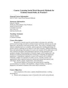 Research Methods for Evidence-based Policy & Practice Course