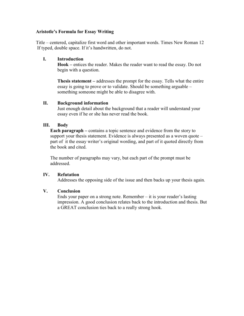 essay formula for writing