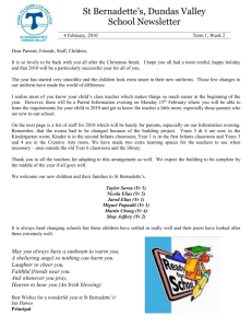 St Bernadette`s, Dundas Valley School Newsletter 4 February, 2010