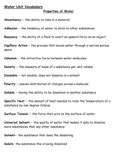Water Unit Vocabulary