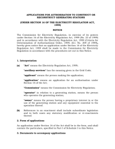 APPLICATIONS FOR AUTHORISATION TO CONSTRUCT OR