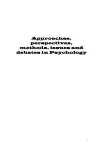 Approaches, perspectives, methods, issues and