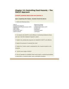 Chapter 12: Controlling Food Hazards – The HACCP Approach