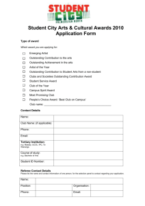 Student City Arts & Cultural Awards 2010 Application Form Type of