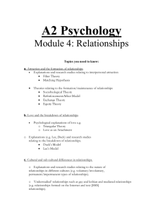 A2 Psychology: Relationships: Summary of Sociobiological Theory