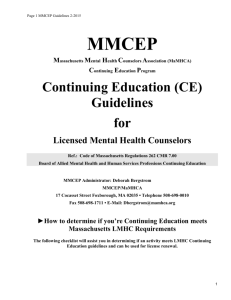 LMHC Continuing Education Guidelines - Massachusetts
