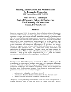 Security, Authorization, and Authentication for Enterprise Computing