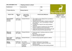 Keeping animals in school RISK ASSESSMENT