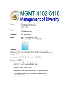 Course: Management 4102-5116 Management of Diversity Fully