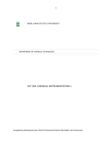 1 HCT 204: CHEMICAL INSTRUMENTATION 1 EXPERIMENT 1