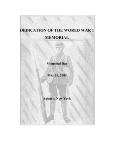 DEDICATION OF THE WORLD WAR 1 MEMORIAL