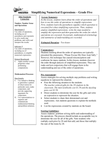 Simplifying Numerical Expressions – Grade Five f. Ask students how