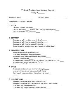 Business Essay Writing Th Grade English Peer Revision Checklist Science In Daily Life Essay also Computer Science Essays Avatar Imperialism Essay English Essay Writing Help