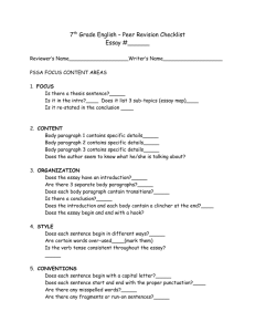 7th Grade English – Peer Revision Checklist
