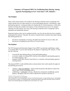 Summary of Proposed MOU for Facilitating Data Sharing Among