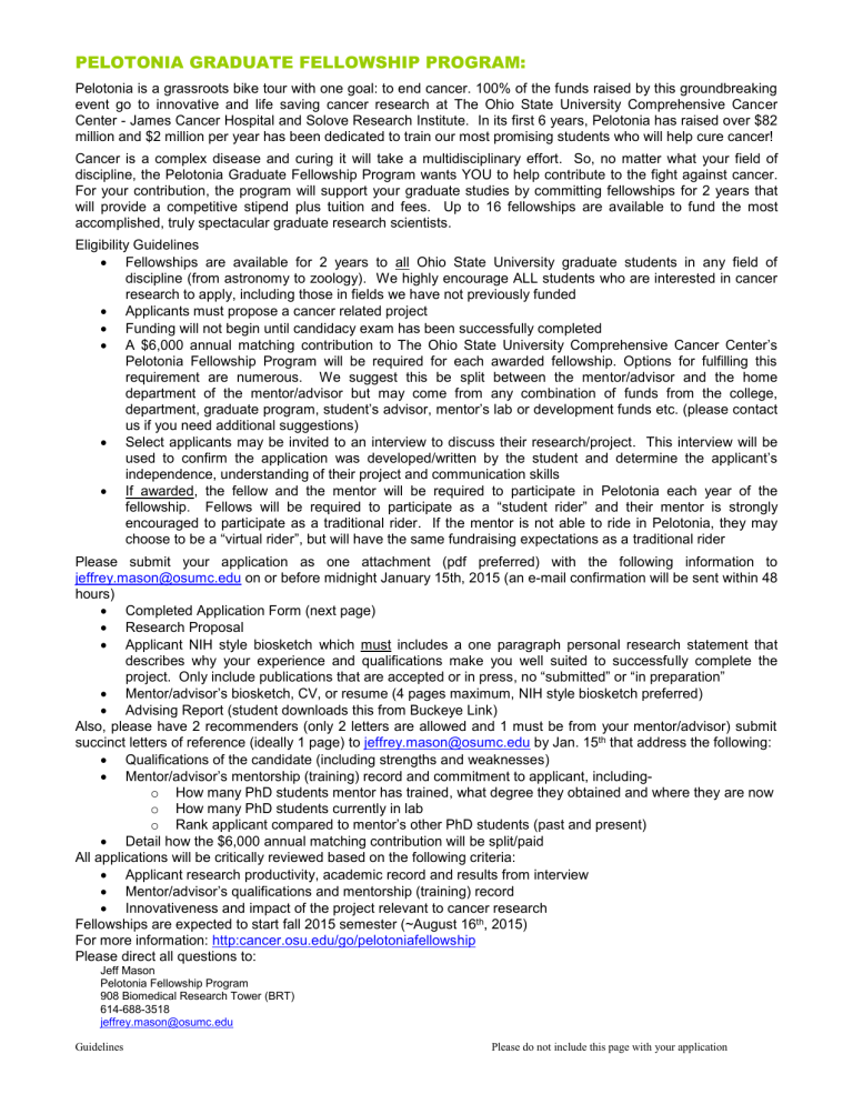 2015 Graduate Fellowship Application