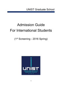 UNIST Graduate School ㅁㄴㅇㄻㄴㅇㄻㄴㅇㄹ Admission Guide For