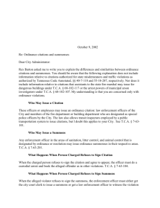 Ordinance citations and summonses public