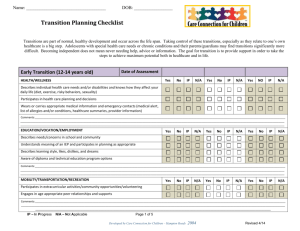Transition Checklist for Parents