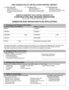 asbestos dust mitigation plan application