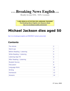 ESL Lesson: Michael Jackson dies aged 50