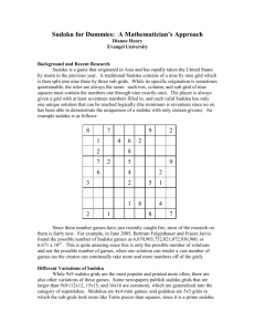 Sudoku for Dummies: A Mathematician`s Approach