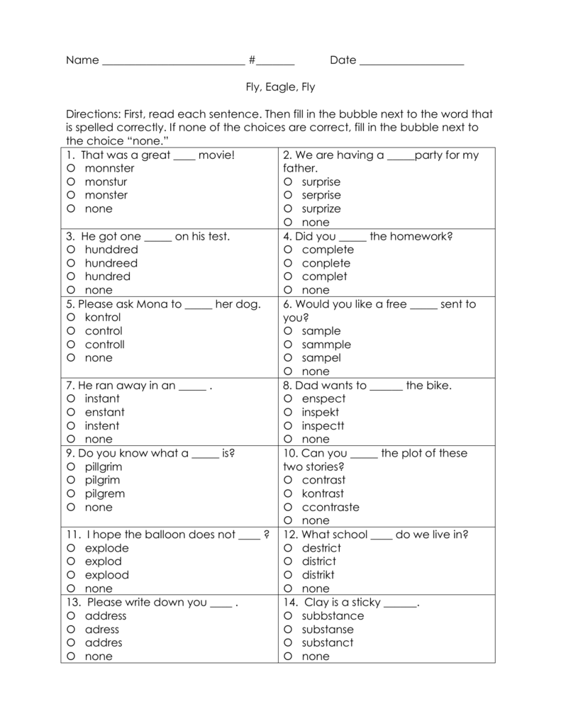 Multiple Choice Spelling Test Generator Free Printabl vrogue co