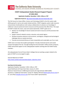 COAST Undergraduate Student Research Support Program AY 201