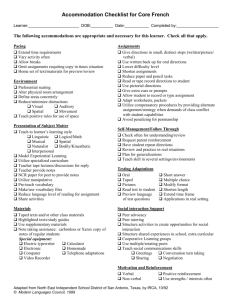 Inclusive IEPs: Adaptation Checklist for Core French