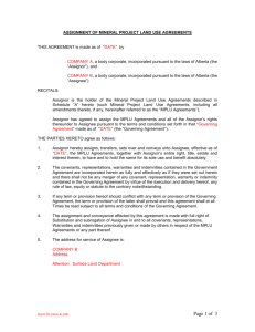 assignment of mineral project land use agreements