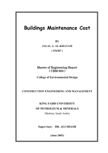 buildings maintenance cost - King Fahd University of Petroleum and