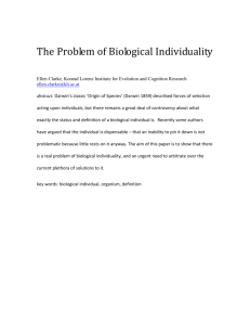 The Problem of Biological Individuality Ellen Clarke, Konrad Lorenz