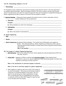 Test #1B- Mendelian Genetics, Genetic Engineering and the Human