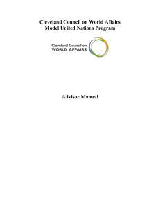 CCWA Model UN Advisor Manual - Cleveland Council on World Affairs