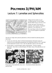 Lecture 7: Lamellae and Spherulites
