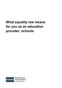 What equality law means for you as an education provider