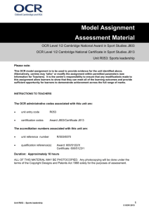 Unit R053 - Sports leadership - Model assignment 2 (DOC