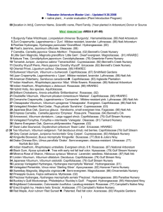 Tidewater Arboretum Master List - Updated 9-26-95
