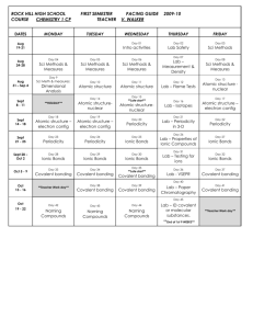 Rock Hill HIGH SCHOOL First Semester Pacing Guide 2009