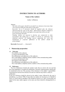 Author Guidelines for the EAM 2003 Conference