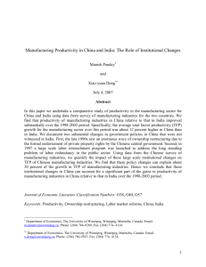 Manufacturing Productivity in China and India: The Role of