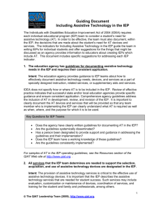 Documenting Assistive Technology in the IEP