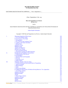 Shattering Negotiation Myths: Empirical Evidence on the