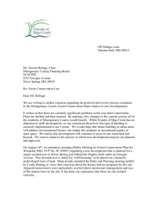 Letter to M-NCPPC regarding Forest Conservation Law