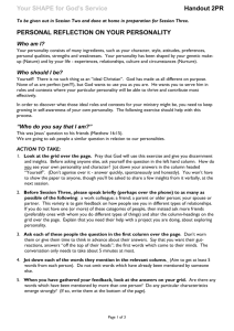 Handout 2PR Personal reflection on your personality